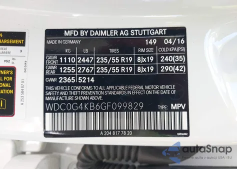 2016 Mercedes-Benz Glc 300 4Matic from USA, damaged, VIN WDC0G4KB6GF099829